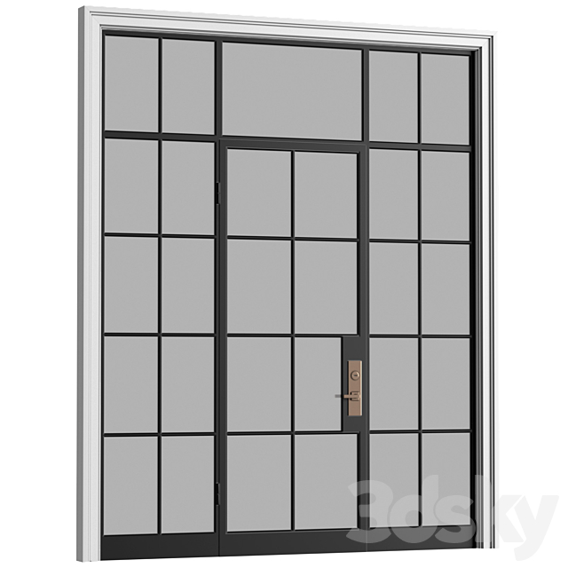 Interroom modern Art Deco style door. Glass partition. Entrance Art Deco Interior Door 3ds Max - thumbnail 2