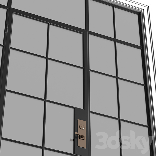 Interroom modern Art Deco style door. Glass partition. Entrance Art Deco Interior Door 3ds Max - thumbnail 3