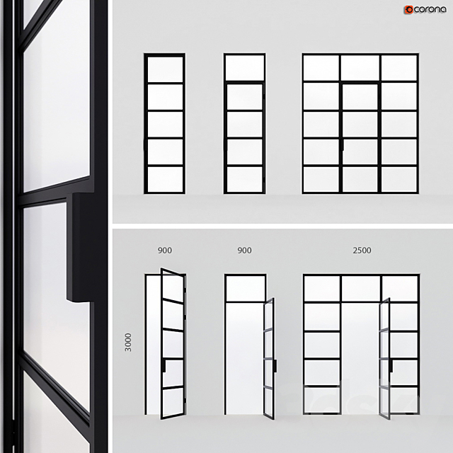 Metal doors in Loft style 3ds Max - thumbnail 1