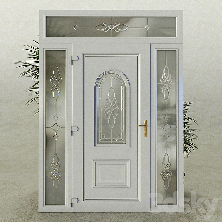 Metal doors with stained glass. 3DS Max - thumbnail 2