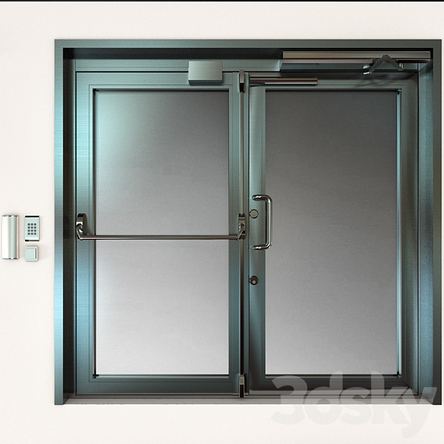 Metal fire doors 3DS Max Model - thumbnail 2