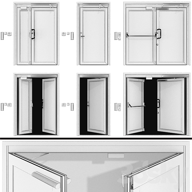 Metal fire doors 3DS Max Model - thumbnail 3