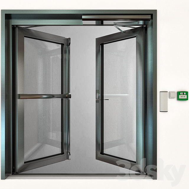 Metal fire doors 3DS Max Model - thumbnail 2