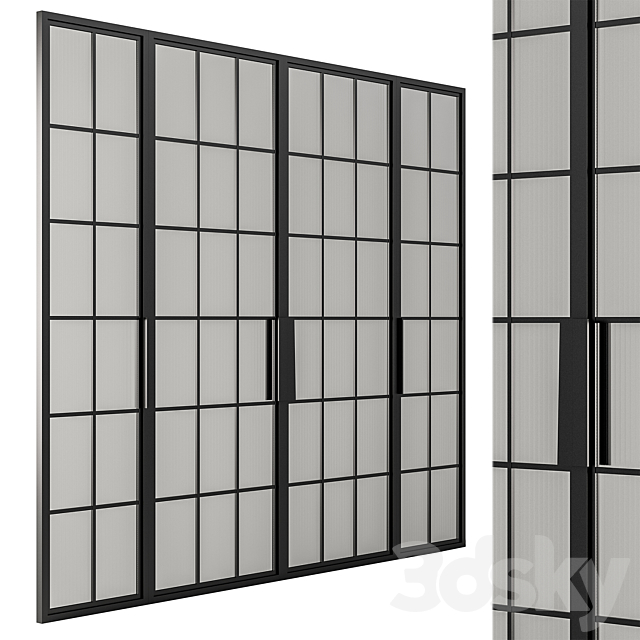 Metal Frame Mate Glass Modern Door – Door Model 45 3DS Max Model - thumbnail 4