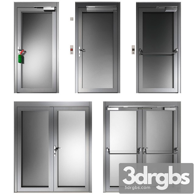 Metal Hinged Fire Doors Metal Swinging Fire Doors 4 3dsmax Download - thumbnail 1