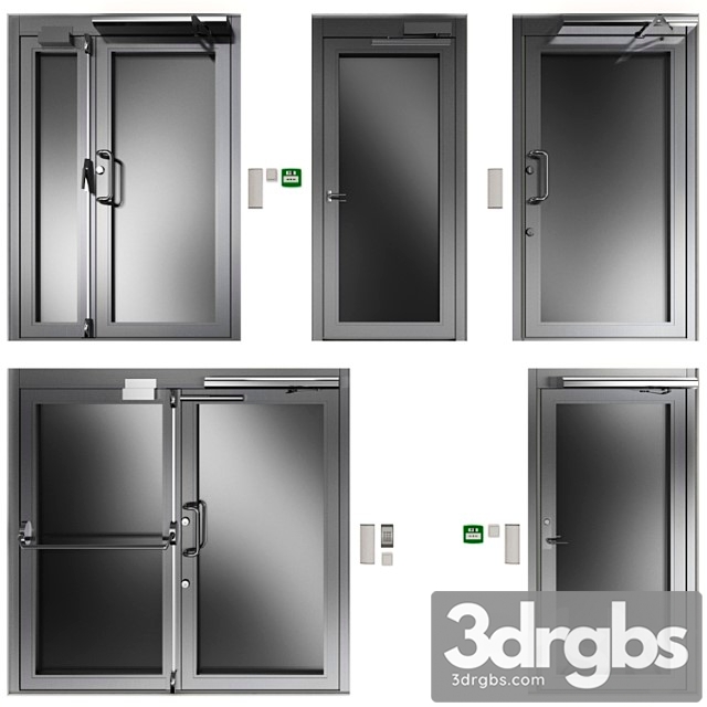 Metal Hinged Fire Doors Metal Swinging Fire Doors 7 3dsmax Download - thumbnail 1