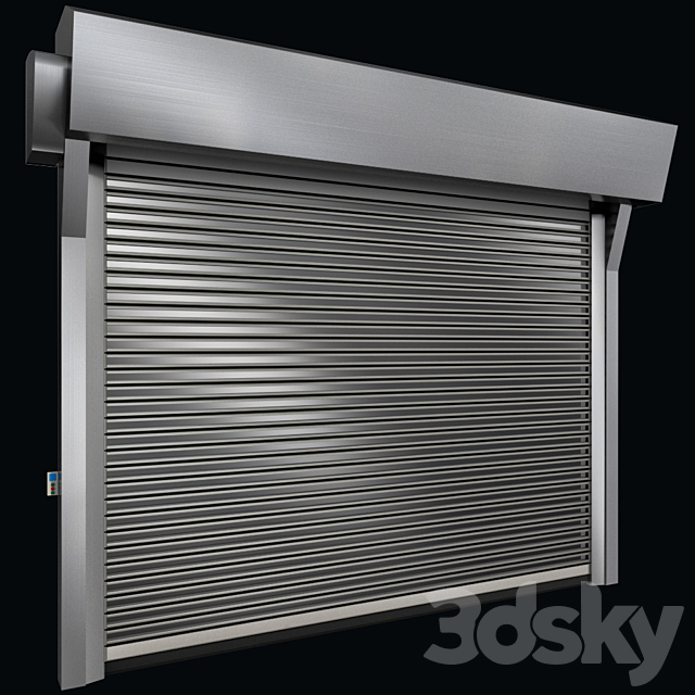 Metal industrial high speed door with horizontal transparent lamellas 3DSMax File - thumbnail 3