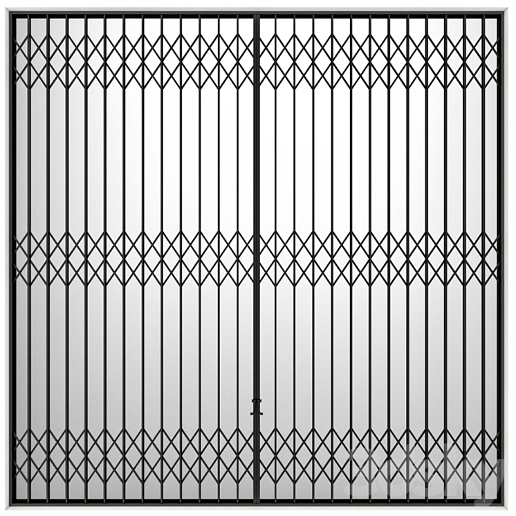 Metal sliding louver accordion type Screen 3DS Max - thumbnail 1