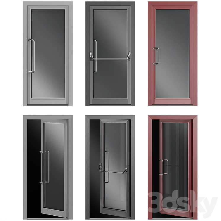 Metal swinging fire doors 3DS Max Model - thumbnail 1