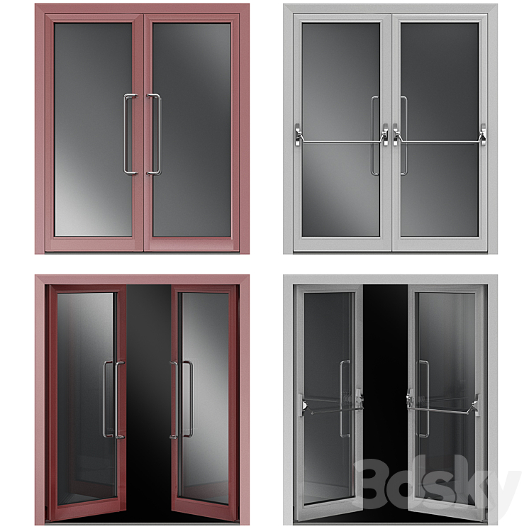 Metal swinging fire doors 3DS Max Model - thumbnail 1