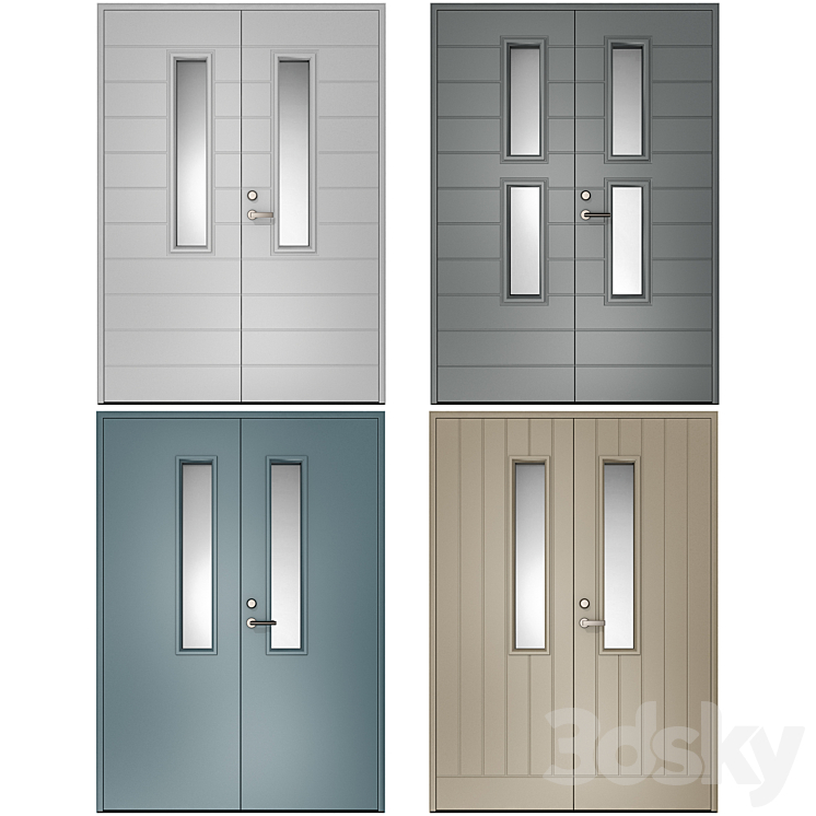 Metal swinging fire doors 3DS Max Model - thumbnail 1