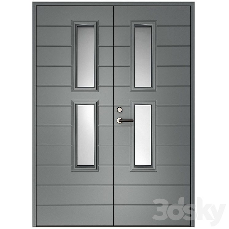 Metal swinging fire doors 3DS Max Model - thumbnail 2