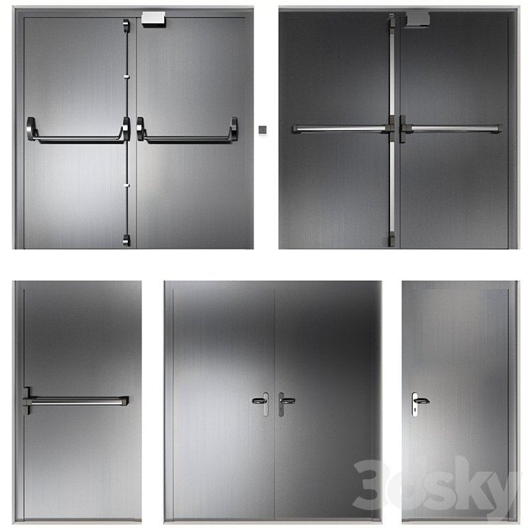 Metal swinging fire doors 3DS Max - thumbnail 1