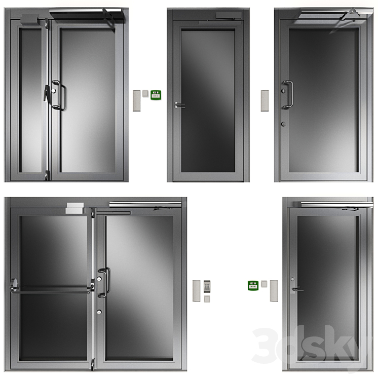 Metal swinging fire doors 3DS Max - thumbnail 1