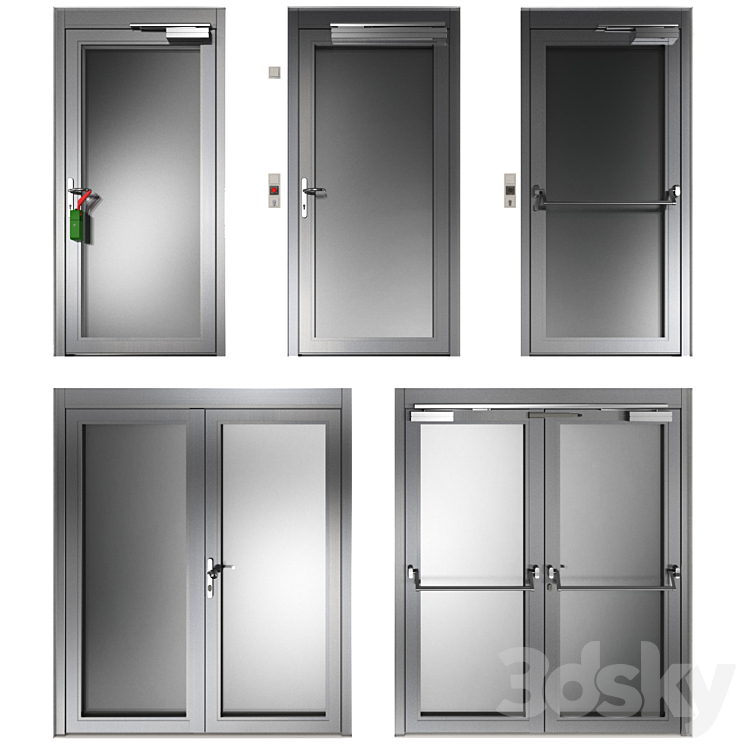 Metal swinging fire doors 3DS Max - thumbnail 1