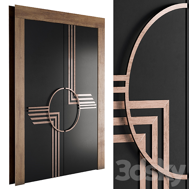 Minimal Black and Gold Door 3ds Max - thumbnail 1