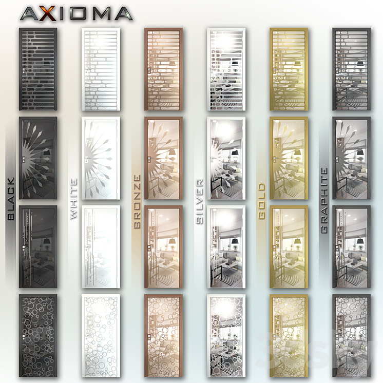 Mirrored doors Axioma (set 1) 3DS Max - thumbnail 1