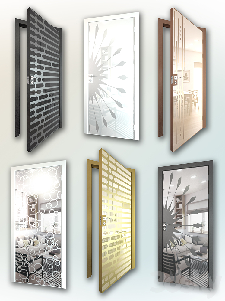 Mirrored doors Axioma (set 1) 3DS Max - thumbnail 2