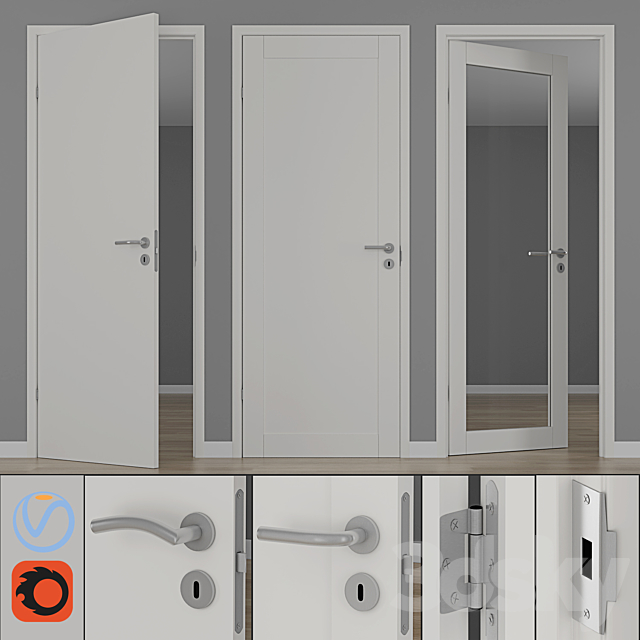 Modern interior doors unique 01L GW01L EASY GW 3ds Max - thumbnail 1