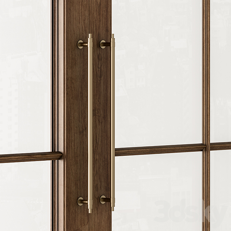 Neo Classic Glass and Wood Door Set 42 3DS Max - thumbnail 2