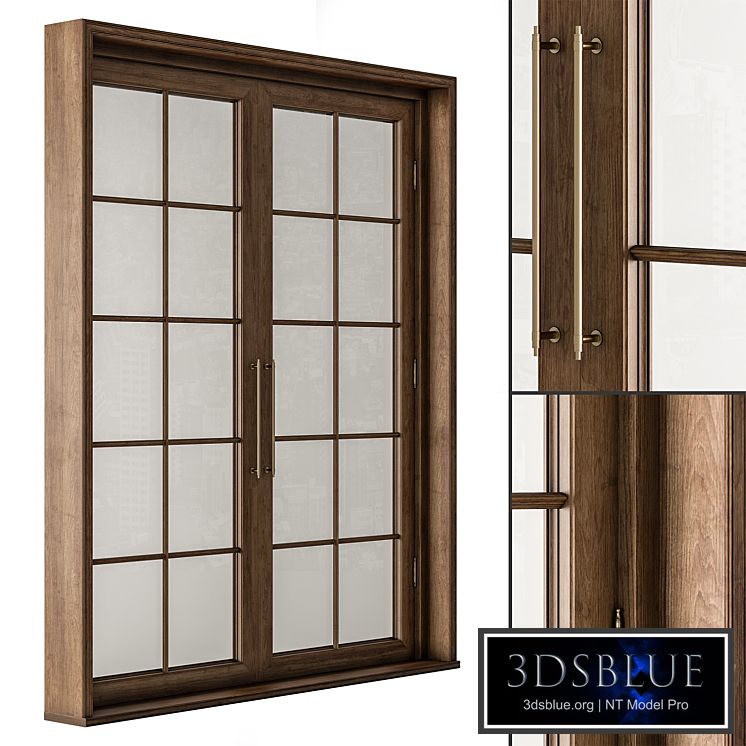 Neo Classic Glass and Wood Door Set 42 3DS Max - thumbnail 3