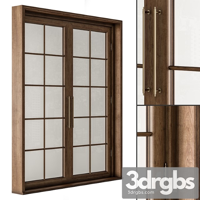 Neo Classic Glass And Wood Door Set 42 3dsmax Download - thumbnail 1