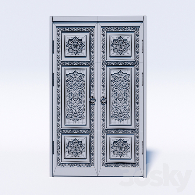 Oriental style door 3DS Max Model - thumbnail 3