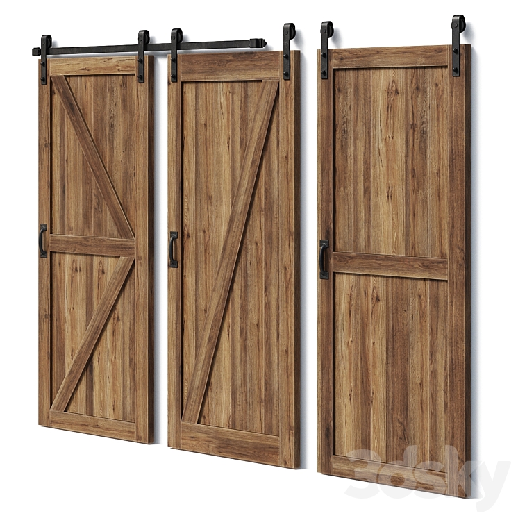 Rolling Barn Doors 3DS Max Model - thumbnail 2