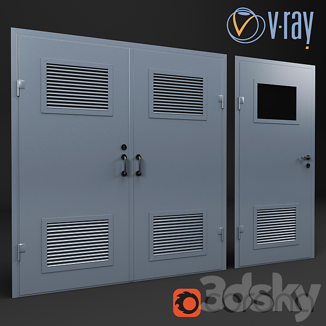 set of 6 doors for switchboard factory “ProfMaster”. Vray corona. 3DS Max Model - thumbnail 1