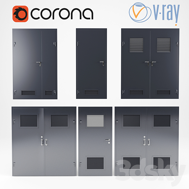 set of 6 doors for switchboard factory “ProfMaster”. Vray corona. 3DS Max Model - thumbnail 2