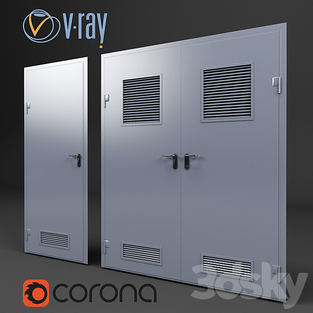 set of 6 doors for switchboard factory “ProfMaster”. Vray corona. 3DS Max Model - thumbnail 3