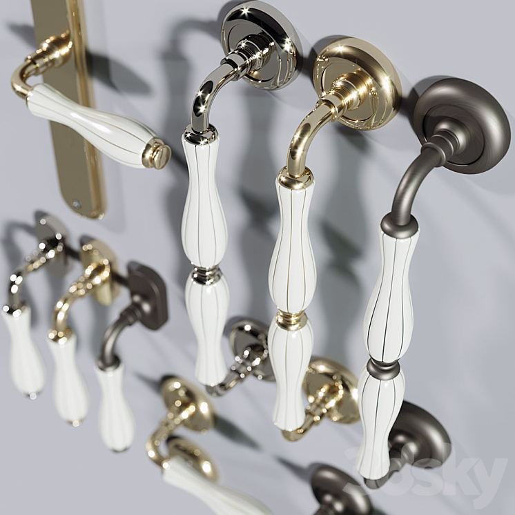 Set of door handles Fimet Lady 148 3DS Max Model - thumbnail 2