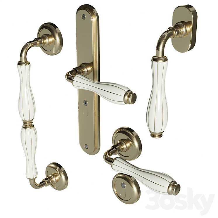 Set of door handles Fimet Lady 148 3DS Max - thumbnail 1