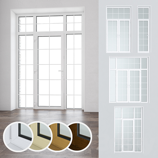 Set of plastic doors and windows 16 3ds Max - thumbnail 1