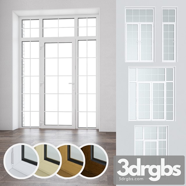 Set of plastic doors and windows 16 3dsmax Download - thumbnail 1