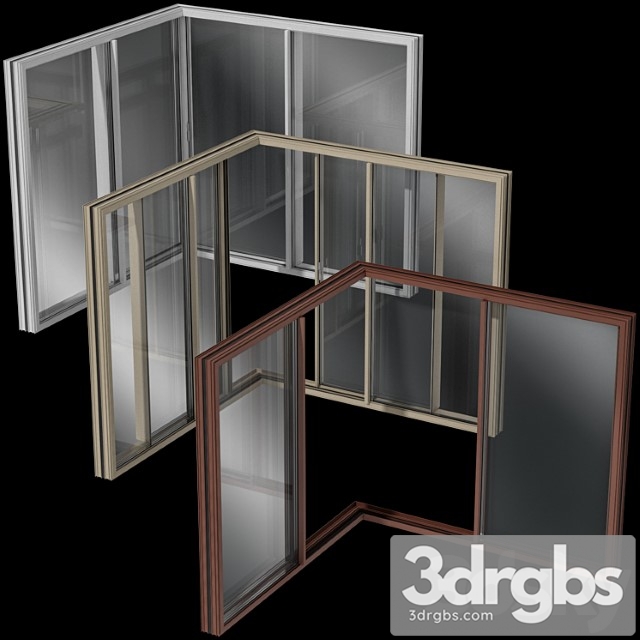 Sliding Corner Stained Glass Aluminum Windows 3dsmax Download - thumbnail 1