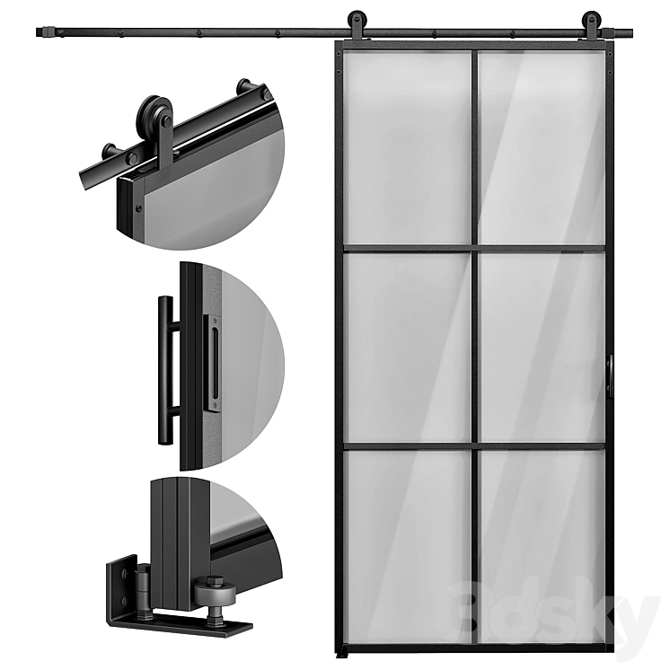 sliding doors 3DS Max Model - thumbnail 2