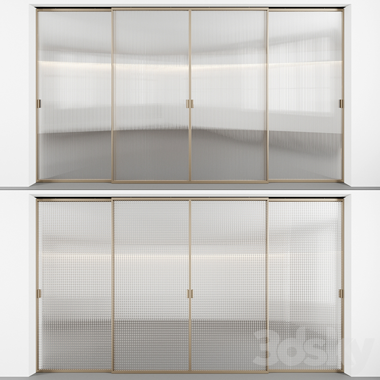 Sliding doors with embossed glass 3DS Max - thumbnail 1