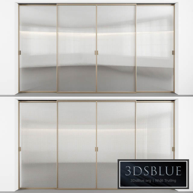 Sliding doors with embossed glass 3DS Max - thumbnail 3