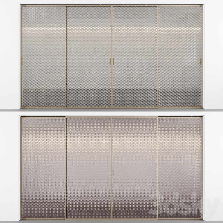 Sliding doors with embossed glass No. 3 3DS Max - thumbnail 1