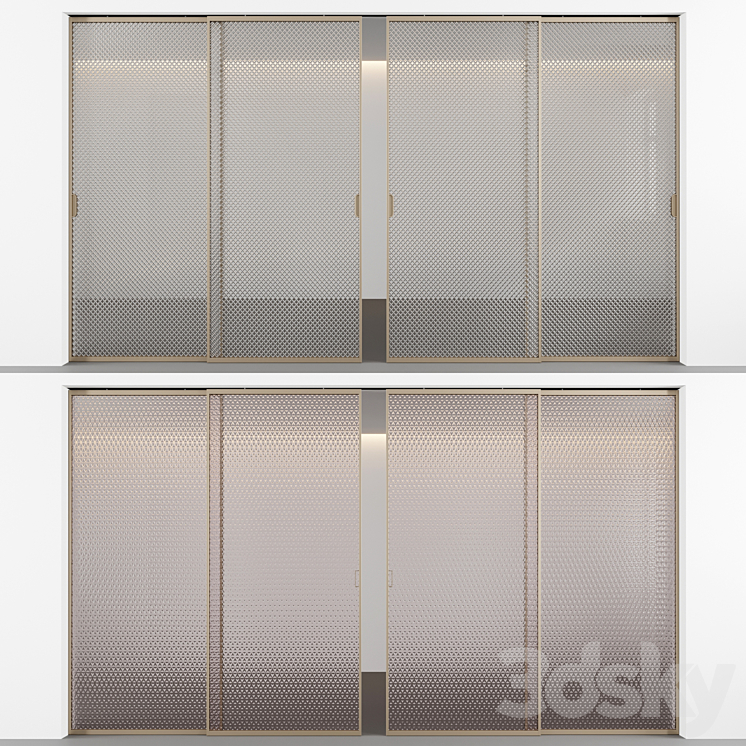 Sliding doors with embossed glass No. 3 3DS Max - thumbnail 2