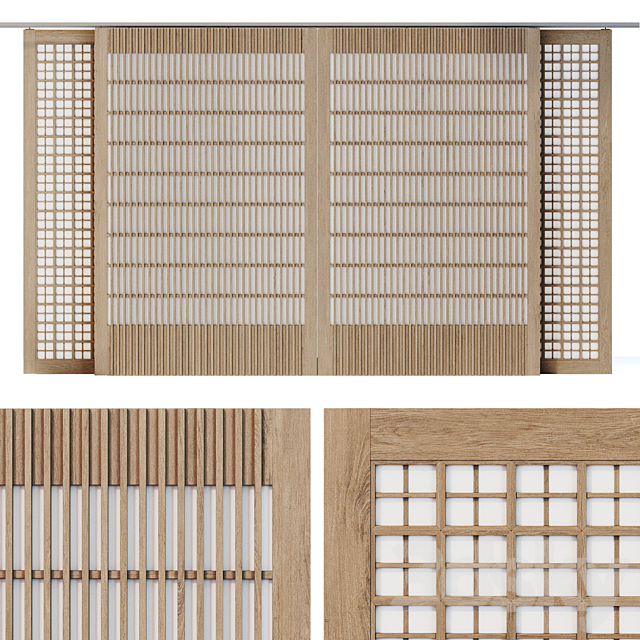 Sliding partition Japandi 3ds Max - thumbnail 1