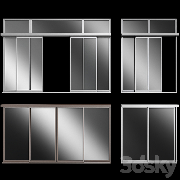 Sliding Stained Glass Aluminum doors 3DS Max Model - thumbnail 1