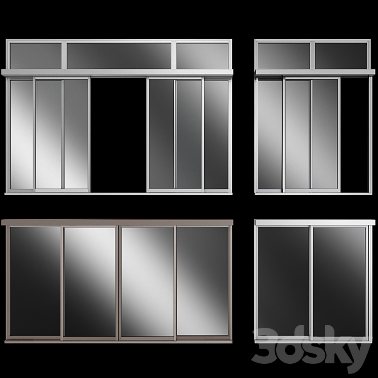 Sliding Stained Glass Aluminum doors 3DS Max - thumbnail 1