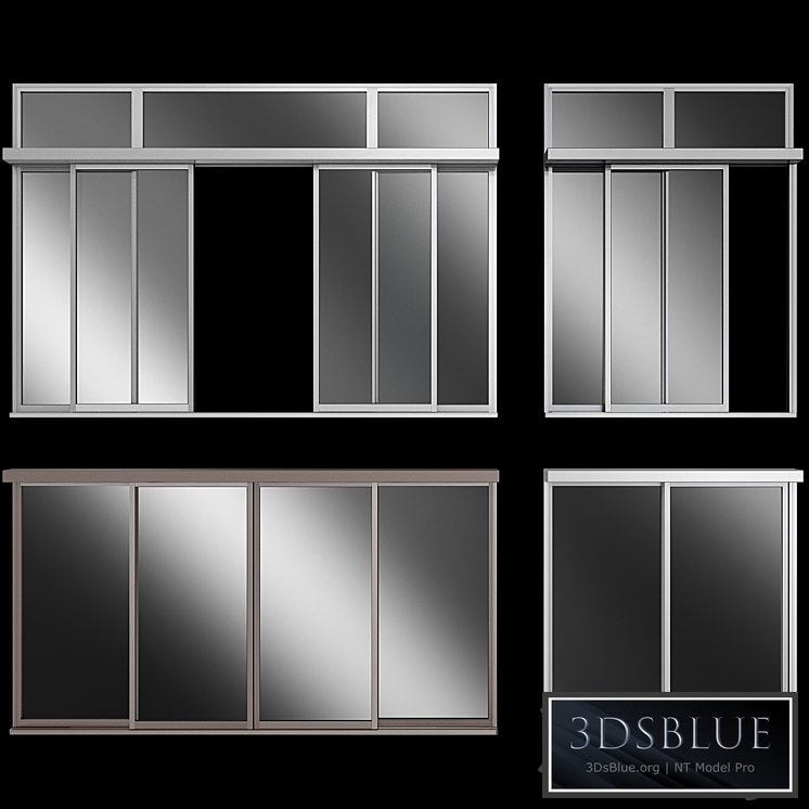 Sliding Stained Glass Aluminum doors 3DS Max - thumbnail 3