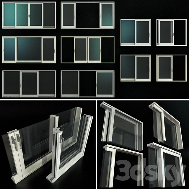 Sliding Stained Glass Aluminum Doors 3ds Max - thumbnail 1