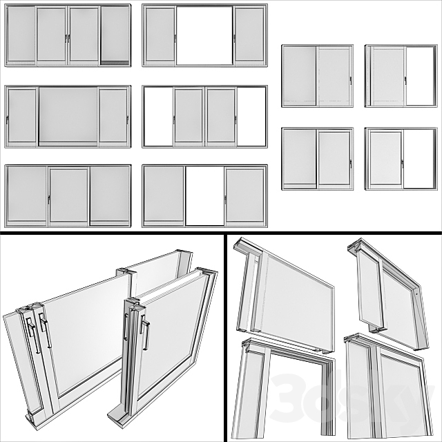 Sliding Stained Glass Aluminum Doors 3ds Max - thumbnail 2