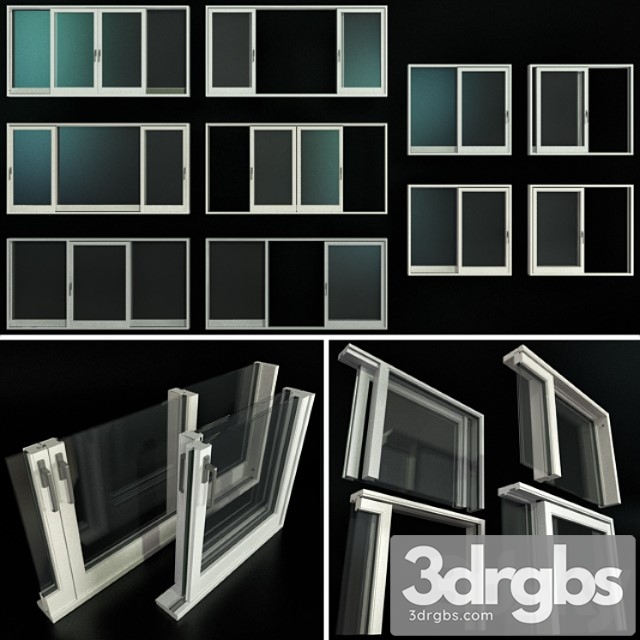 Sliding stained glass aluminum doors_2 3dsmax Download - thumbnail 1