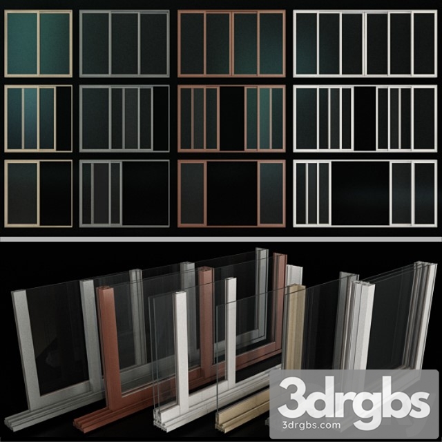 Sliding Stained Glass Aluminum Windows 3dsmax Download - thumbnail 1