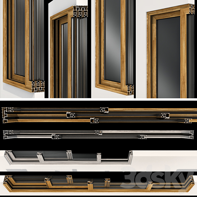 Sliding stained glass wooden doors 3DSMax File - thumbnail 3